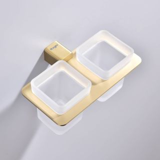 Стакан для ванной комнаты Raglo R301.08.03 двойной золотой сатин